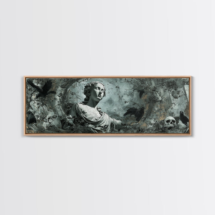 The Weeping Cemetery Angel, Decadent Gothic Art, Extra Wide Wall Art, Macabre Wall Art, Canvas Print, Halloween Wall Art