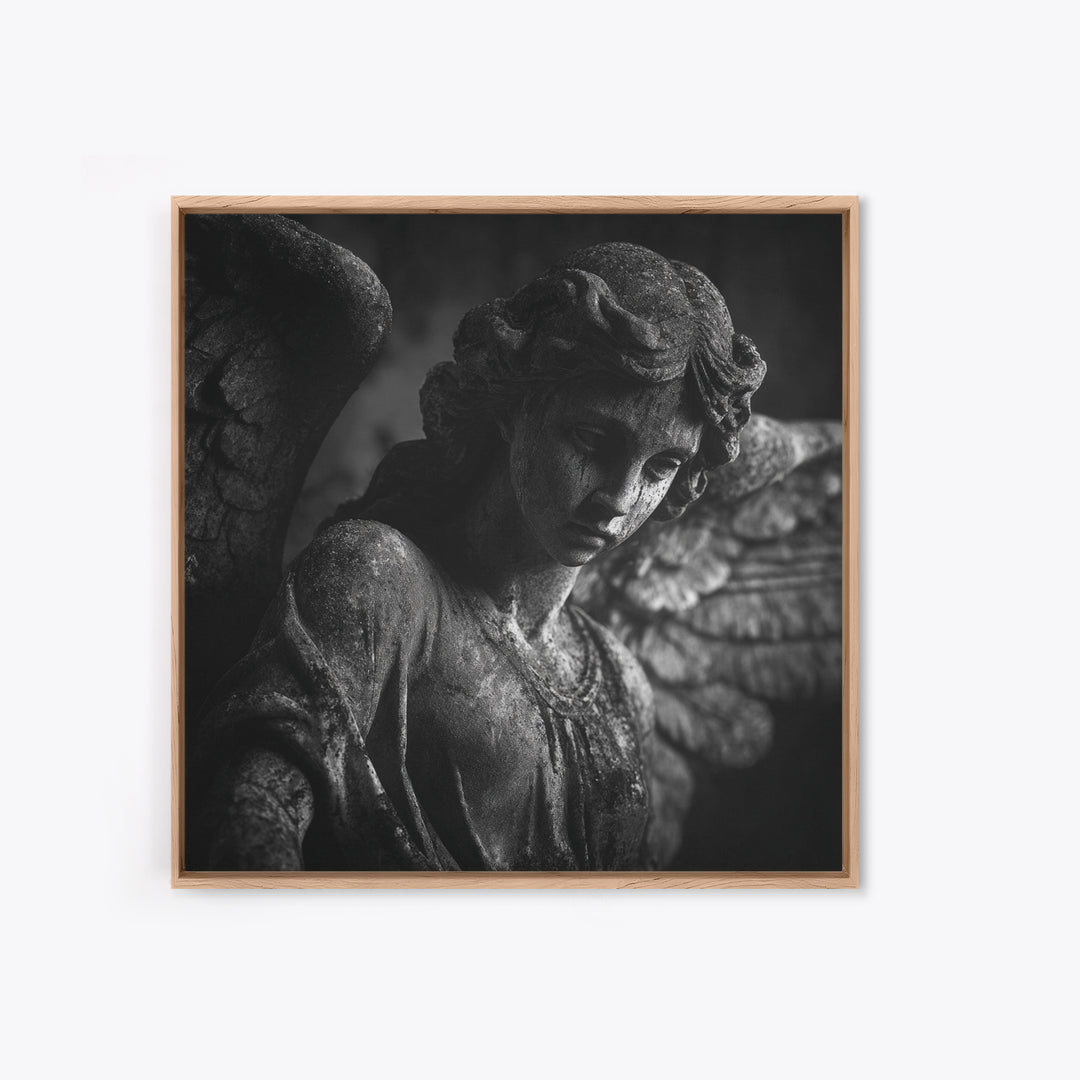 The Weeping Cemetery Angel, Biomechanical Horror Art, Square Wall Art, Gothic Horror Wall Art, Canvas Print, Halloween Wall Art