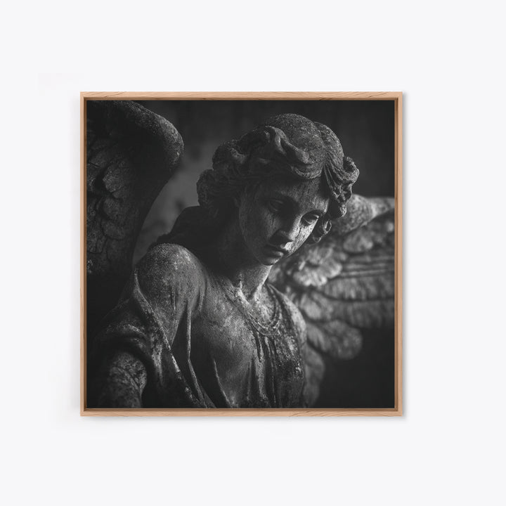 The Weeping Cemetery Angel, Biomechanical Horror Art, Square Wall Art, Gothic Horror Wall Art, Canvas Print, Halloween Wall Art