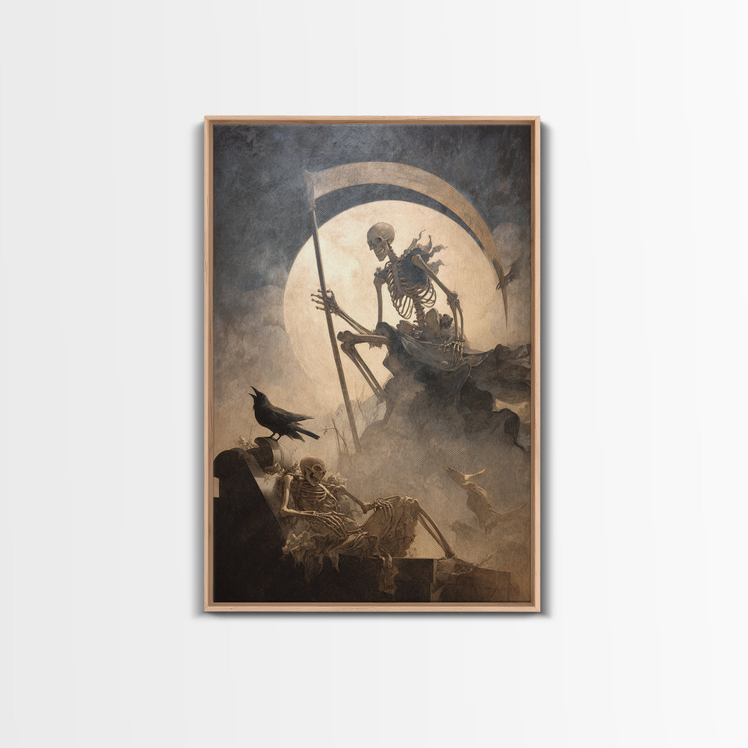 The Fog-Bound Reaper, Gothic Nightmare Art, Vertical Wall Art, Macabre Wall Art, Canvas Print, Halloween Wall Art, Statement Wall Art