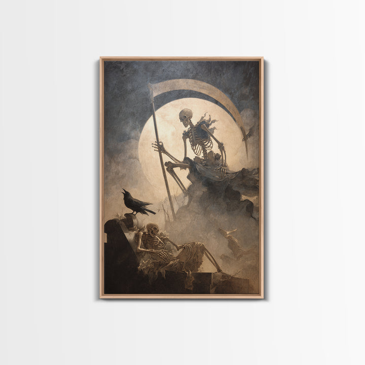 The Fog-Bound Reaper, Gothic Nightmare Art, Vertical Wall Art, Macabre Wall Art, Canvas Print, Halloween Wall Art, Statement Wall Art