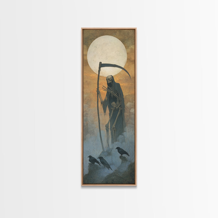 The Fog-Bound Reaper, Surreal Apocalyptic Art, Tall Narrow Wall Art, Gothic Horror Wall Art, Framed Canvas Print, Halloween Wall Art