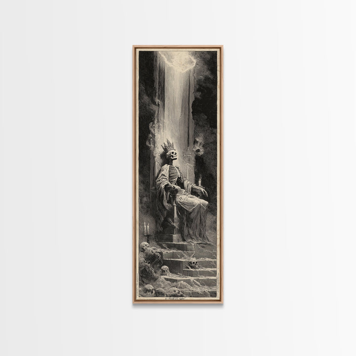 The Bone Queen, Gothic Engraving Art, Tall Narrow Wall Art, Dark Fantasy Wall Art, Framed Canvas Print, Halloween Wall Art