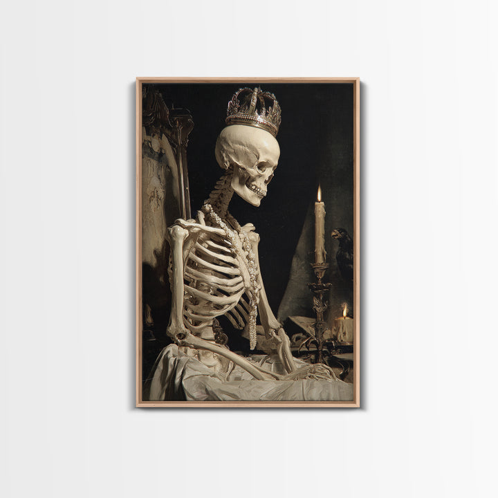 The Bone Queen, Dark Renaissance Art, Vertical Wall Art, Macabre Wall Art, Canvas Print, Halloween Wall Art