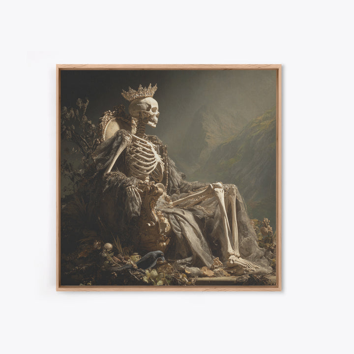 The Bone Queen, Baroque Witchcraft Art, Square Wall Art, Macabre Wall Art, Framed Canvas Print, Halloween Wall Art, Halloween Decor