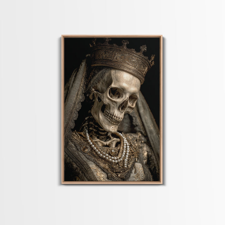 The Bone Queen, Dark Romantic Horror Art, Vertical Wall Art, Dark Fantasy Wall Art, Framed Canvas Print, Halloween Wall Art