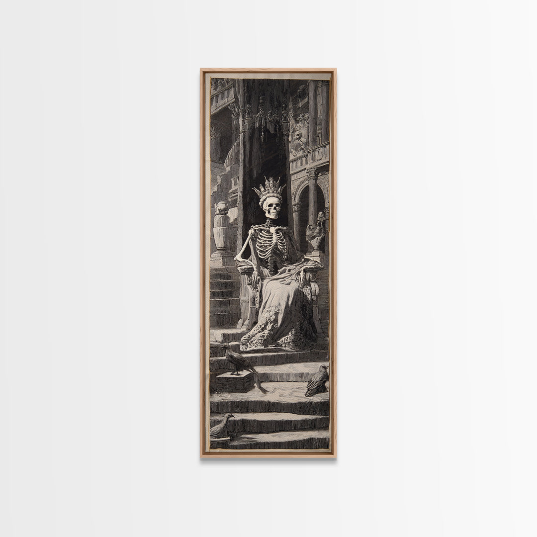 The Bone Queen, Architectural Etching Art, Tall Narrow Wall Art, Gothic Horror Wall Art, Canvas Print, Halloween Wall Art