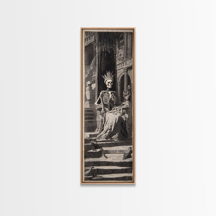 The Bone Queen, Architectural Etching Art, Tall Narrow Wall Art, Gothic Horror Wall Art, Canvas Print, Halloween Wall Art