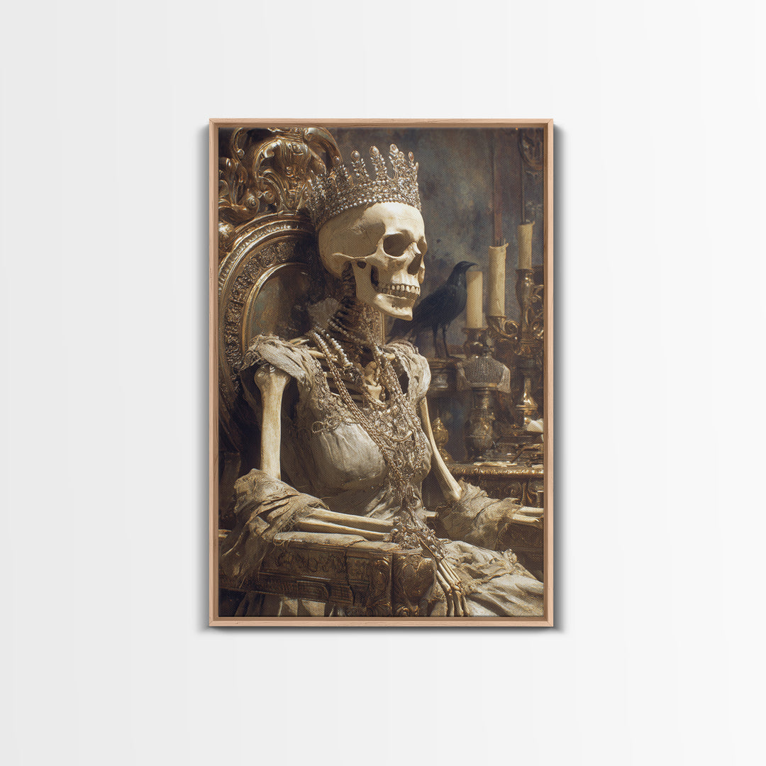 The Bone Queen, Ornate Symbolist Art, Vertical Wall Art, Dark Fantasy Wall Art, Canvas Print, Halloween Wall Art, Horror Wall Art
