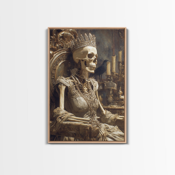 The Bone Queen, Ornate Symbolist Art, Vertical Wall Art, Dark Fantasy Wall Art, Canvas Print, Halloween Wall Art, Horror Wall Art