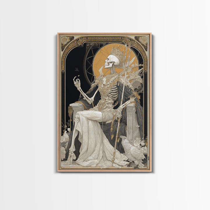 The Bone Queen, Symbolist Death Art, Vertical Wall Art, Macabre Wall Art, Canvas Print, Halloween Wall Art, Gothic Home Decor