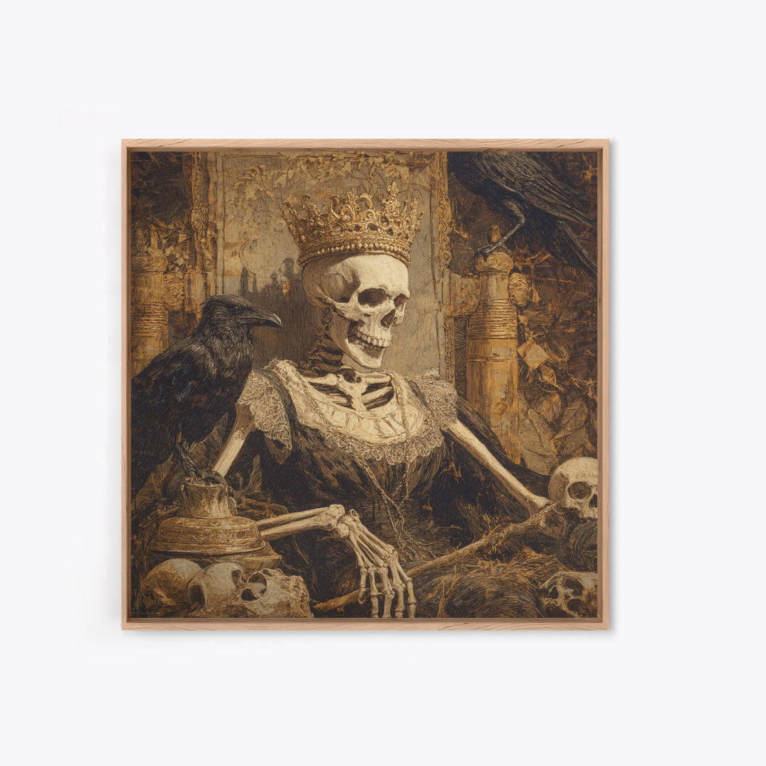 The Bone Queen, Symbolist Etching Art, Square Wall Art, Dark Fantasy Wall Art, Canvas Print, Halloween Wall Art, Horror Wall Art