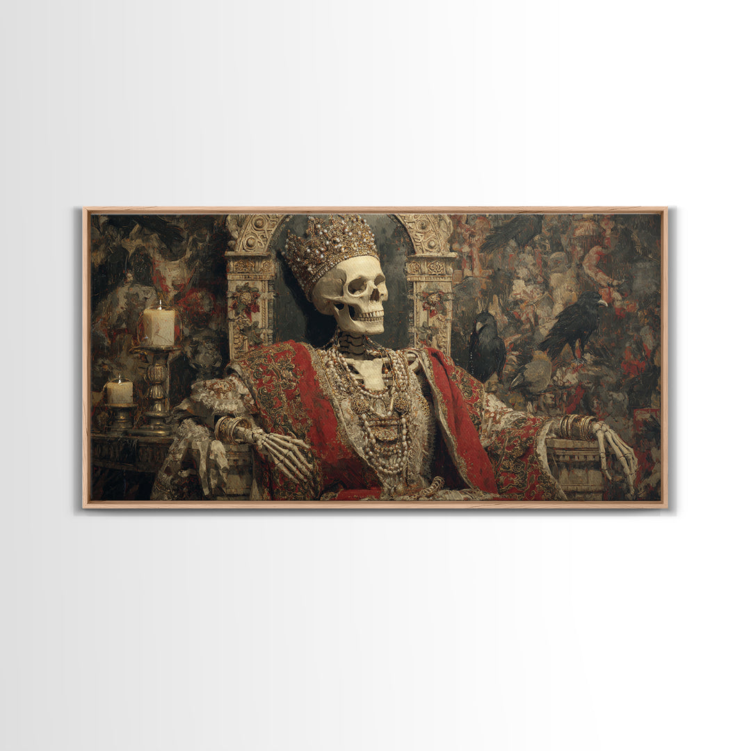 The Bone Queen, Grotesque Carnival Art, Wide Panoramic Art, Gothic Horror Wall Art, Framed Canvas Print, Halloween Wall Art