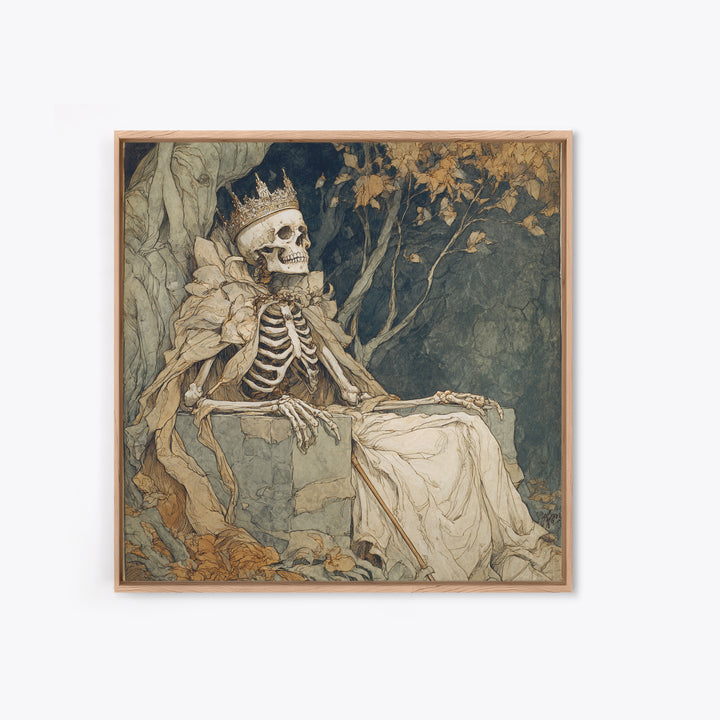 The Bone Queen, Gothic Storybook Art, Square Wall Art, Gothic Horror Wall Art, Canvas Print, Halloween Wall Art, Gothic Home Decor