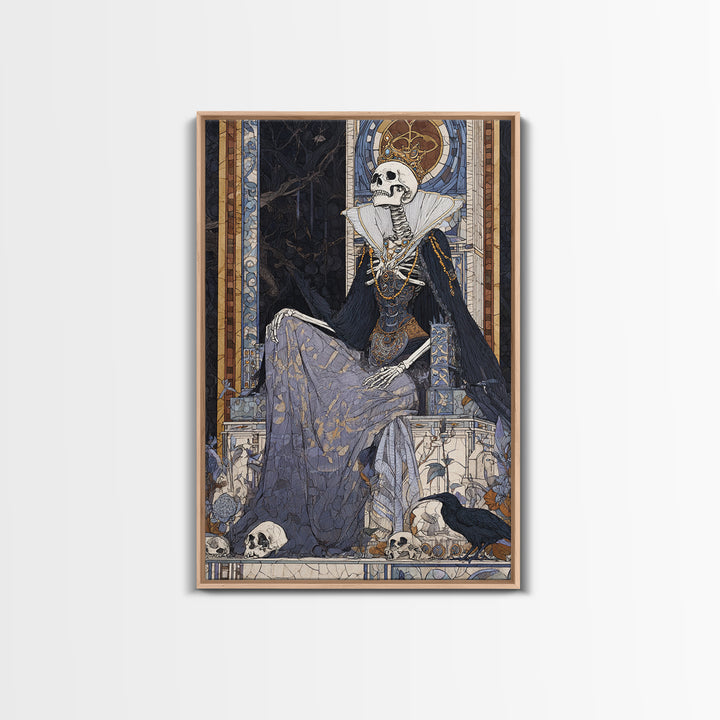 The Bone Queen, Stained Glass Gothic Art, Vertical Wall Art, Macabre Wall Art, Canvas Print, Halloween Wall Art, Statement Wall Art