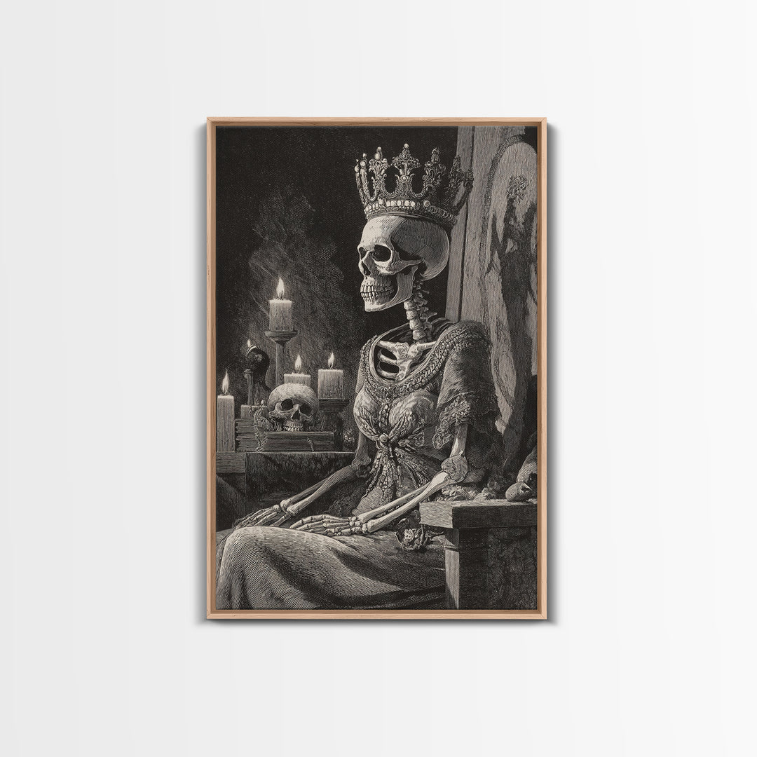 The Bone Queen, Victorian Macabre Art, Vertical Wall Art, Macabre Wall Art, Framed Canvas Print, Halloween Wall Art