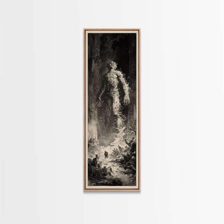 The Candlewax Man, Gothic Engraving Art, Tall Narrow Wall Art, Gothic Horror Wall Art, Framed Canvas Print, Halloween Wall Art