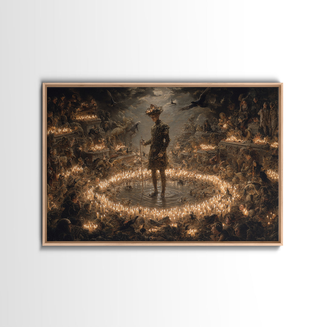 The Candlewax Man, Medieval Grotesque Art, Landscape Wall Art, Dark Fantasy Wall Art, Framed Canvas Print, Halloween Wall Art