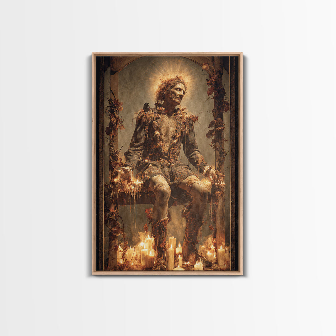 The Candlewax Man, Dark Renaissance Art, Vertical Wall Art, Dark Fantasy Wall Art, Canvas Print, Halloween Wall Art