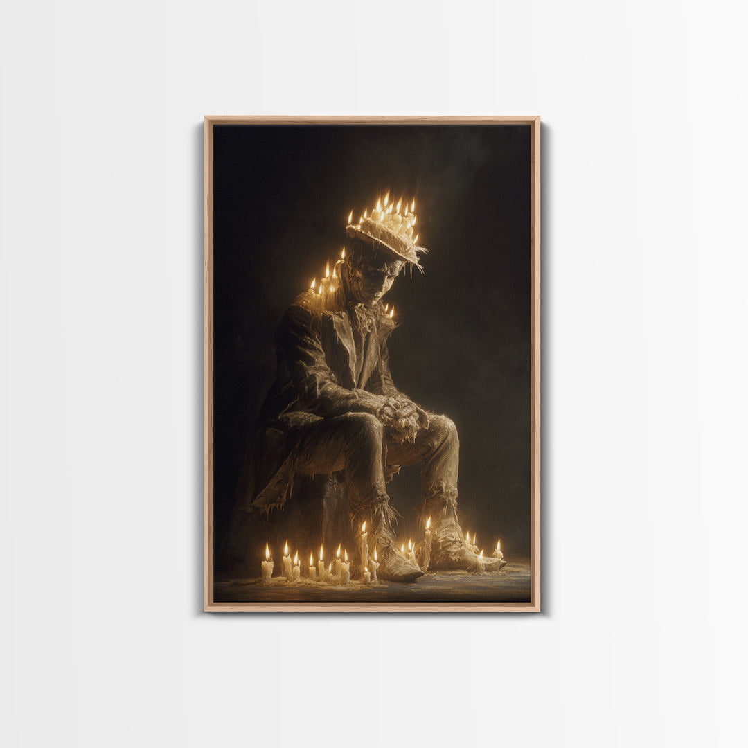 The Candlewax Man, Gothic Nightmare Art, Vertical Wall Art, Dark Halloween Decor, Framed Canvas Print, Halloween Wall Art