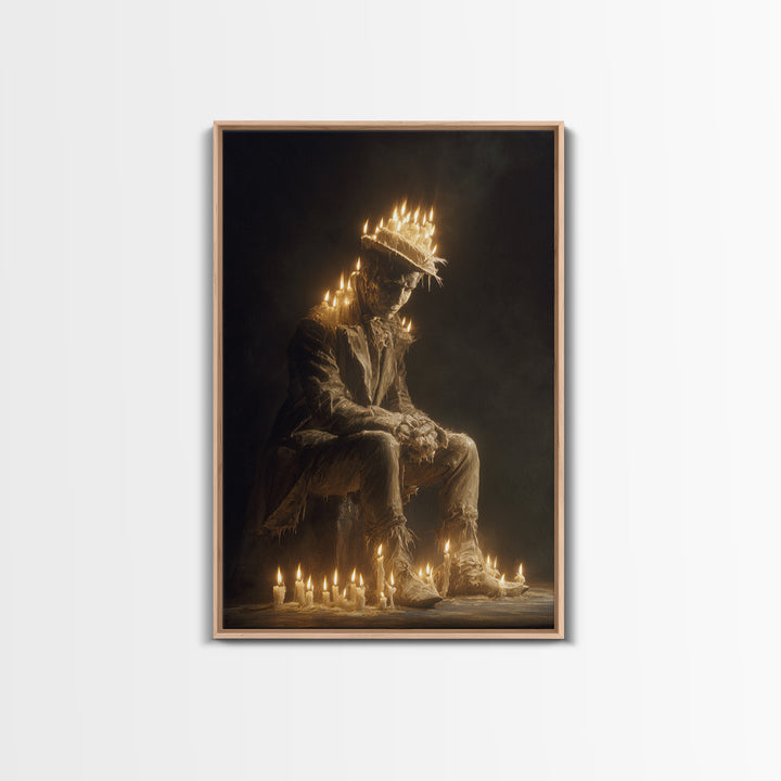The Candlewax Man, Gothic Nightmare Art, Vertical Wall Art, Dark Halloween Decor, Framed Canvas Print, Halloween Wall Art