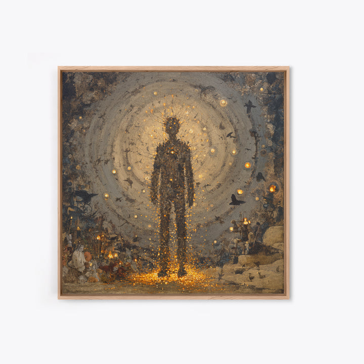 The Candlewax Man, Symbolist Dream Art, Square Wall Art, Dark Fantasy Wall Art, Framed Canvas Print, Halloween Wall Art