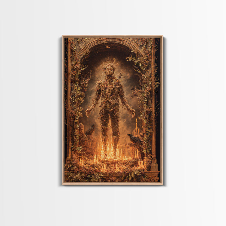 The Candlewax Man, Ornate Symbolist Art, Vertical Wall Art, Dark Halloween Decor, Framed Canvas Print, Halloween Wall Art