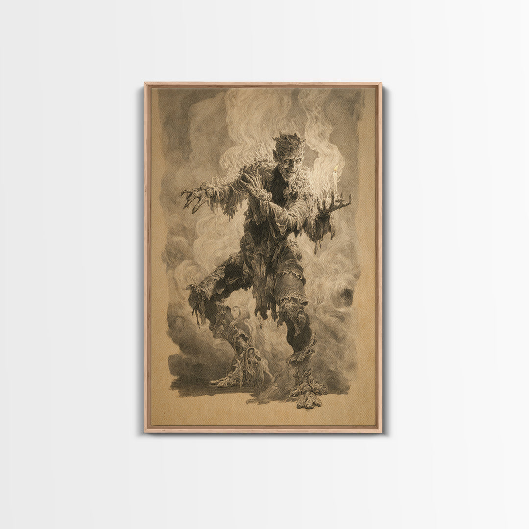 The Candlewax Man, Decadent Gothic Art, Vertical Wall Art, Dark Fantasy Wall Art, Framed Canvas Print, Halloween Wall Art