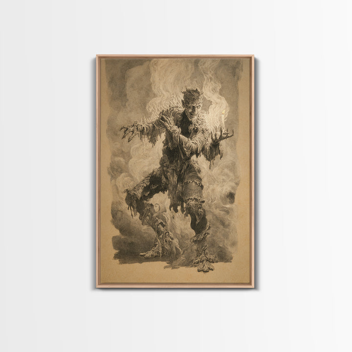 The Candlewax Man, Decadent Gothic Art, Vertical Wall Art, Dark Fantasy Wall Art, Framed Canvas Print, Halloween Wall Art