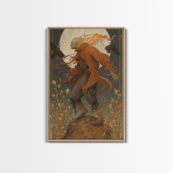 The Candlewax Man, Symbolist Death Art, Vertical Wall Art, Macabre Wall Art, Framed Canvas Print, Halloween Wall Art