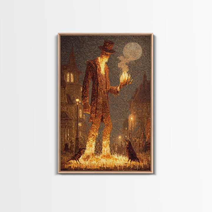The Candlewax Man, Expressionist Gothic Art, Vertical Wall Art, Dark Halloween Decor, Framed Canvas Print, Halloween Wall Art