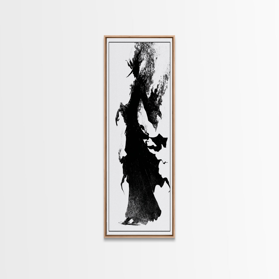 The Candlewax Man, Decadent Line Art, Vertical Wall Art, Dark Fantasy Wall Art, Framed Canvas Print, Halloween Wall Art