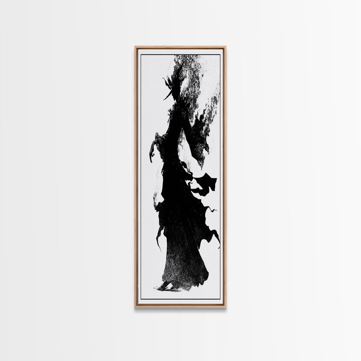 The Candlewax Man, Decadent Line Art, Vertical Wall Art, Dark Fantasy Wall Art, Framed Canvas Print, Halloween Wall Art