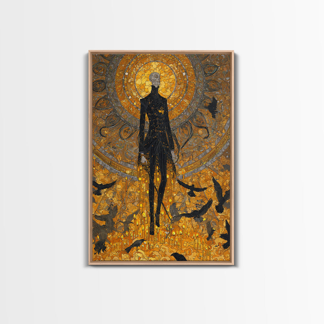 The Candlewax Man, Stained Glass Gothic Art, Vertical Wall Art, Gothic Horror Wall Art, Canvas Print, Halloween Wall Art, Halloween Decor