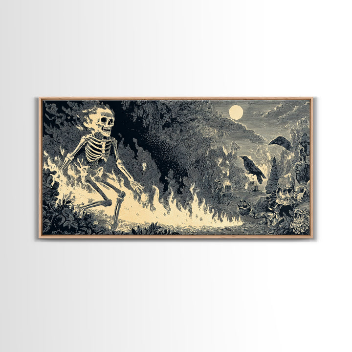 The Candlewax Man, Macabre Folk Print Art, Wide Panoramic Art, Dark Fantasy Wall Art, Canvas Print, Halloween Wall Art
