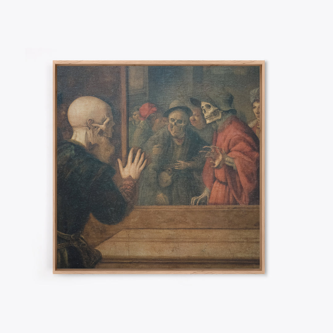The Mirror Spirit, Danse Macabre Art, Square Wall Art, Dark Halloween Decor, Framed Canvas Print, Halloween Wall Art