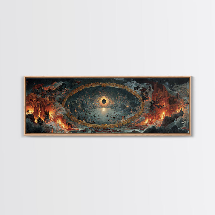 The Mirror Spirit, Apocalyptic Romantic Art, Extra Wide Wall Art, Dark Halloween Decor, Framed Canvas Print, Halloween Wall Art
