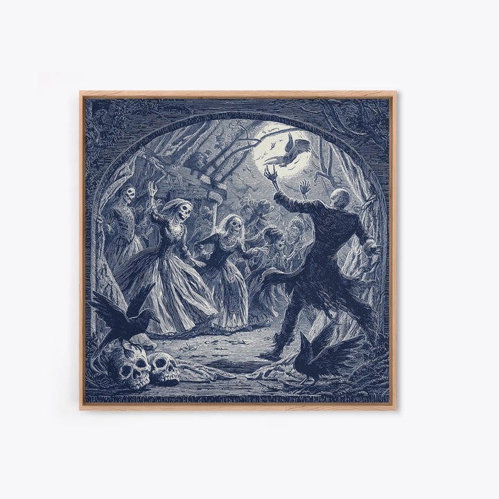 The Mirror Spirit, Macabre Folk Print Art, Square Wall Art, Dark Halloween Decor, Canvas Print, Halloween Wall Art