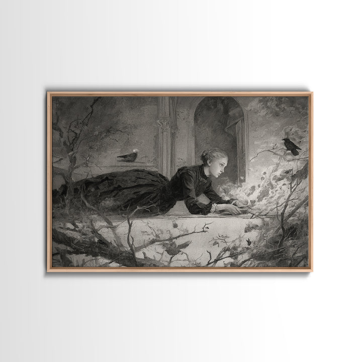 The Attic Whisperer, Symbolist Dream Art, Landscape Wall Art, Macabre Wall Art, Canvas Print, Halloween Wall Art, Halloween Decor