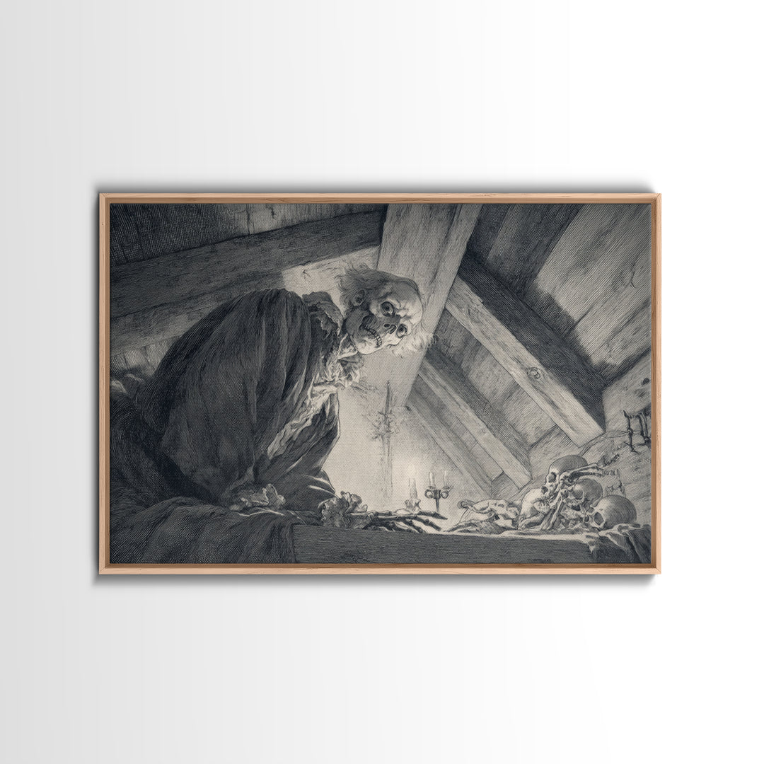 The Attic Whisperer, Decadent Gothic Art, Landscape Wall Art, Dark Halloween Decor, Canvas Print, Halloween Wall Art