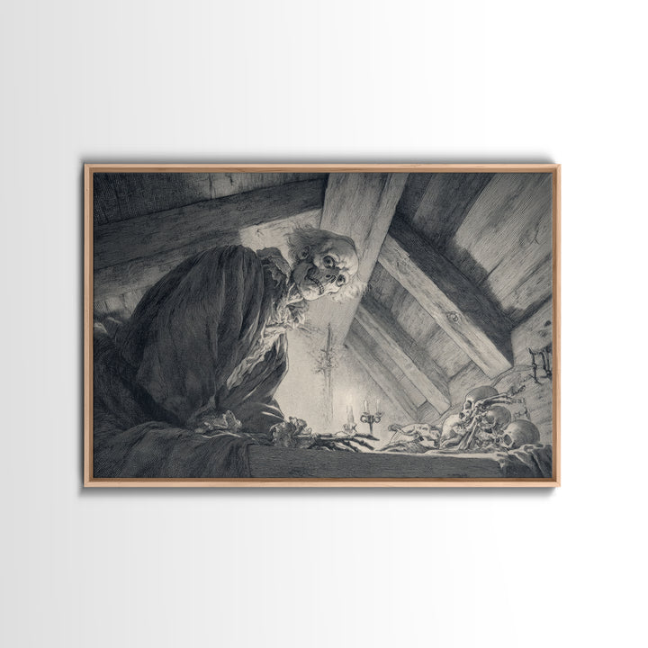The Attic Whisperer, Decadent Gothic Art, Landscape Wall Art, Dark Halloween Decor, Canvas Print, Halloween Wall Art