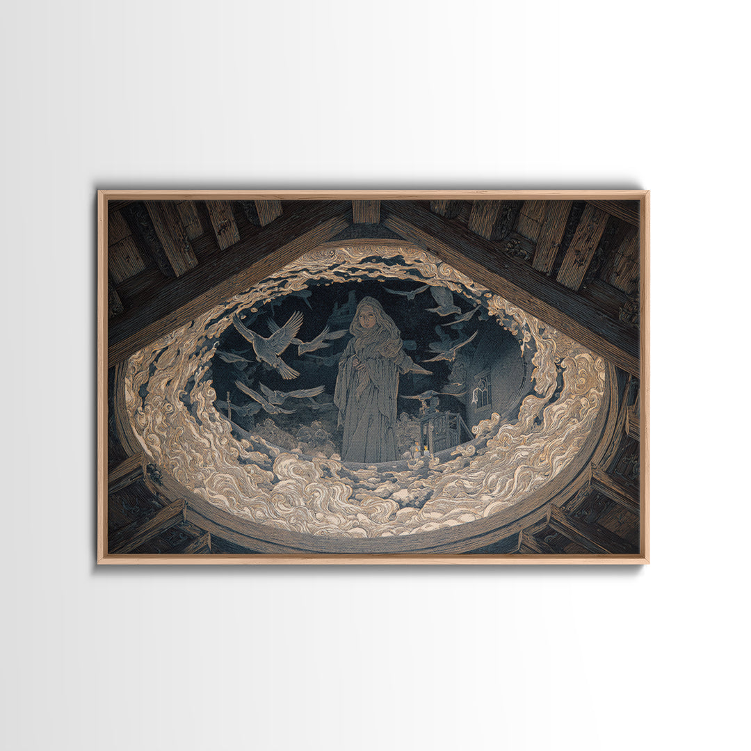 The Attic Whisperer, Symbolist Death Art, Landscape Wall Art, Macabre Wall Art, Canvas Print, Halloween Wall Art, Horror Wall Art