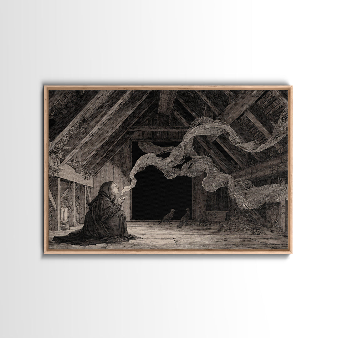 The Attic Whisperer, Victorian Macabre Art, Landscape Wall Art, Dark Fantasy Wall Art, Canvas Print, Halloween Wall Art