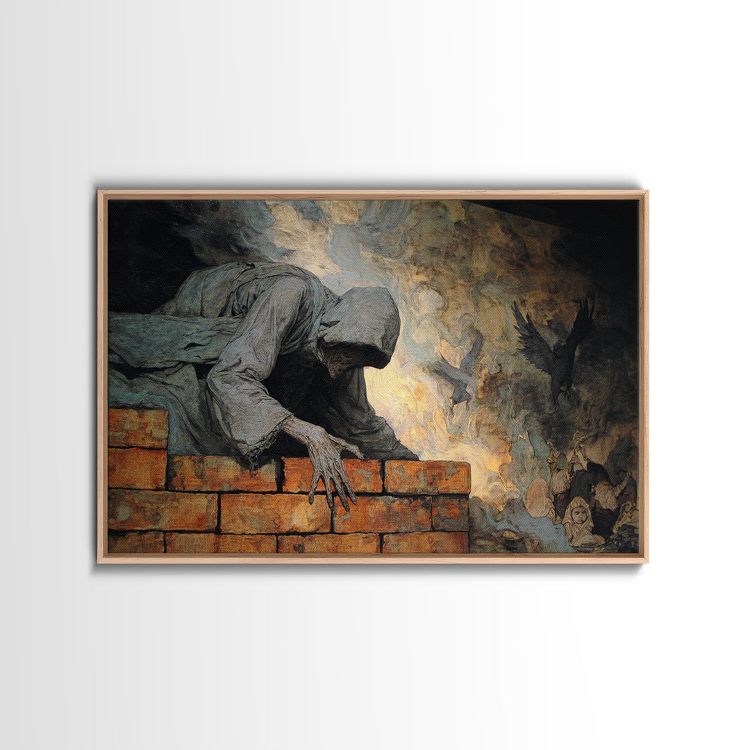 The Chimney Phantom, Dark Renaissance Art, Landscape Wall Art, Dark Fantasy Wall Art, Canvas Print, Halloween Wall Art