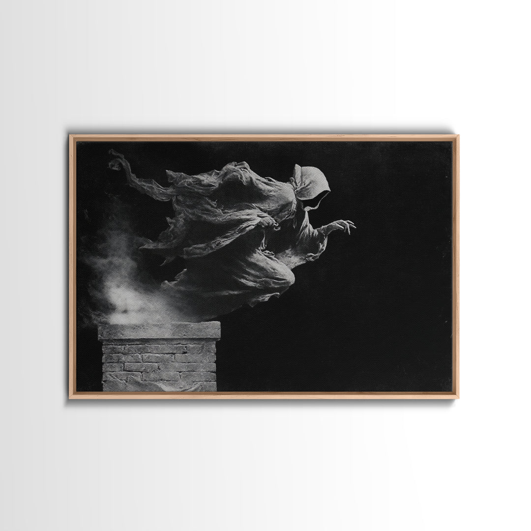The Chimney Phantom, Symbolist Gothic Landscape, Landscape Wall Art, Dark Fantasy Wall Art, Framed Canvas Print, Halloween Wall Art