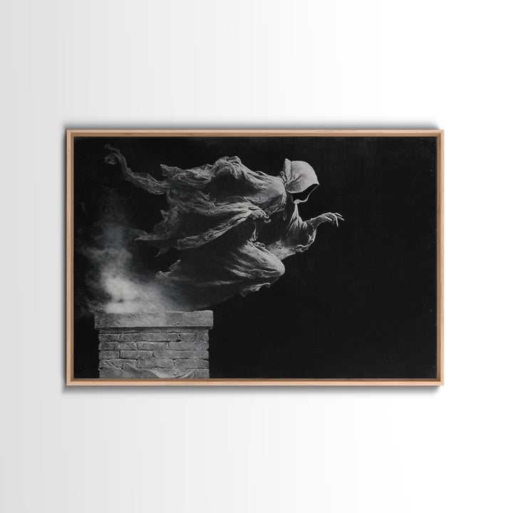The Chimney Phantom, Symbolist Gothic Landscape, Landscape Wall Art, Dark Fantasy Wall Art, Framed Canvas Print, Halloween Wall Art