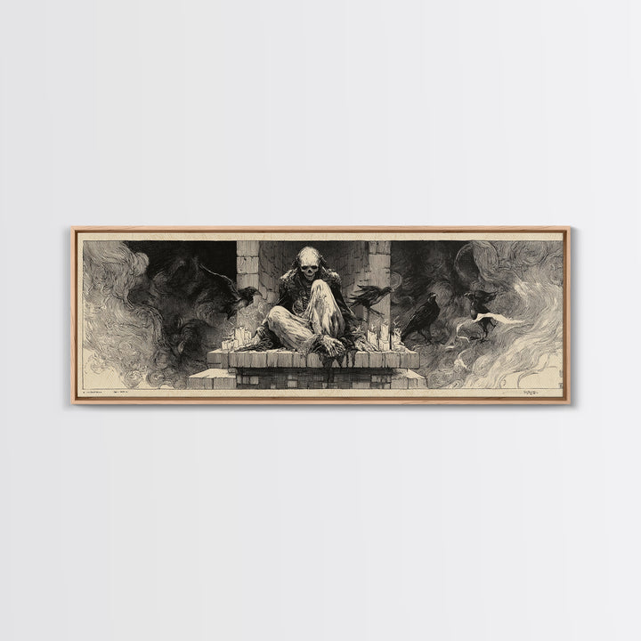 The Chimney Phantom, Decadent Gothic Art, Extra Wide Wall Art, Gothic Horror Wall Art, Framed Canvas Print, Halloween Wall Art