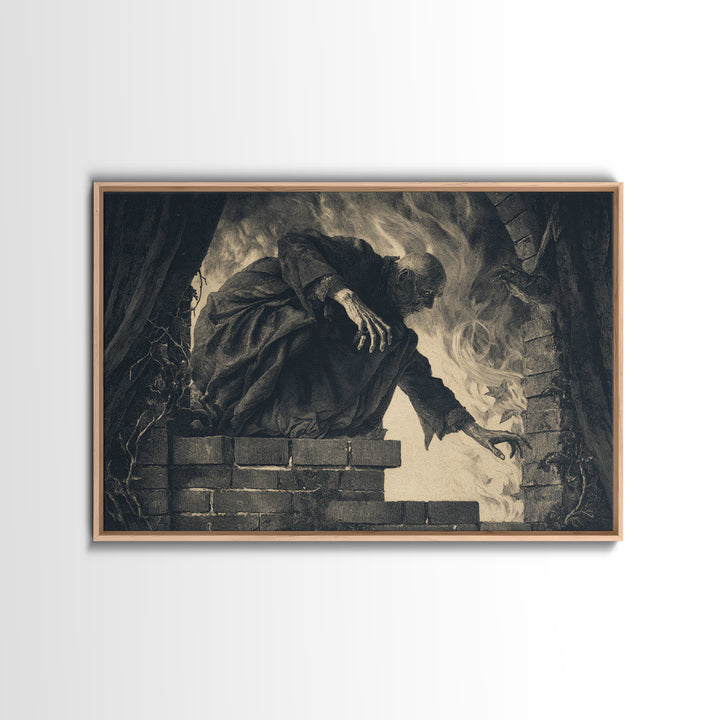 The Chimney Phantom, Dark Symbolist Art, Landscape Wall Art, Dark Fantasy Wall Art, Framed Canvas Print, Halloween Wall Art