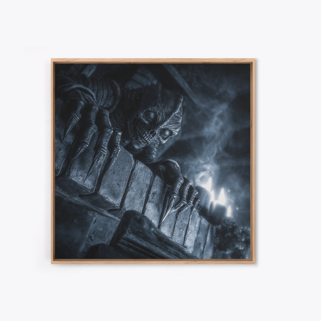 The Chimney Phantom, Biomechanical Horror Art, Square Wall Art, Dark Fantasy Wall Art, Framed Canvas Print, Halloween Wall Art