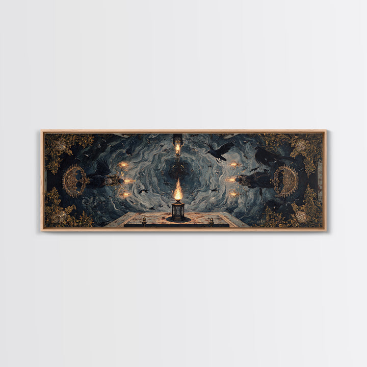The Lantern Specter, Ornate Symbolist Art, Extra Wide Wall Art, Macabre Wall Art, Canvas Print, Halloween Wall Art, Gothic Home Decor